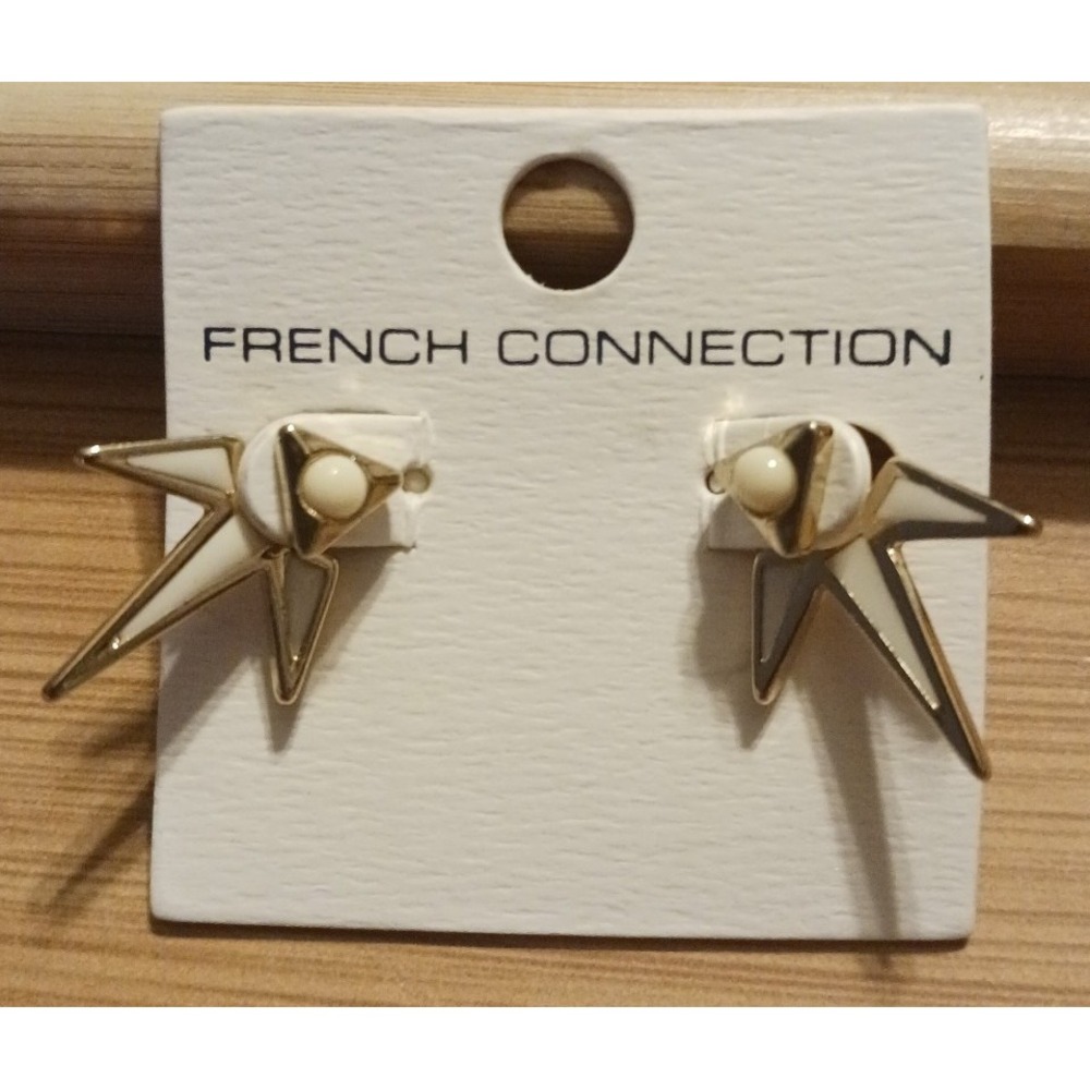 NEW French Connection Front & Back Abstract Star‎ Design Earrings